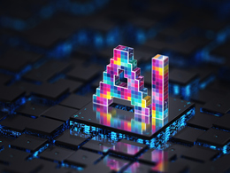 Multi-color digital computer blocks shaped AI