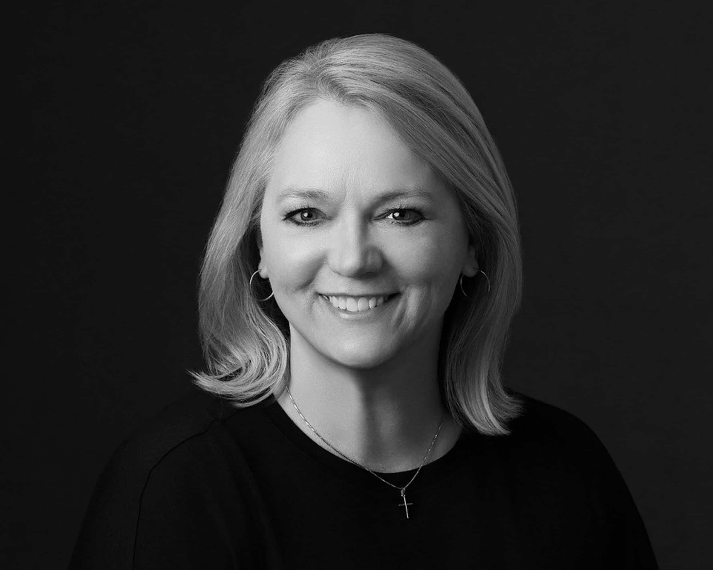 A black and white headshot of Connectify HR Sales Connection Executive Krista Lindholm